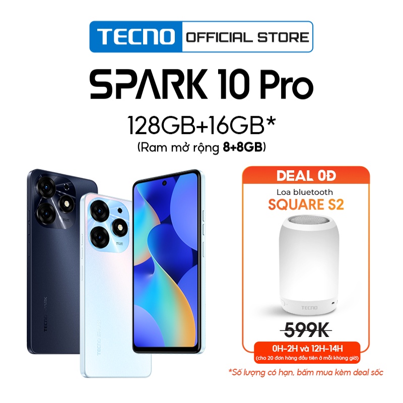 Điện thoại Tecno SPARK 10 Pro 8GB/128GB - Helio G88 | 5000 mAh | Sạc nhanh 18W