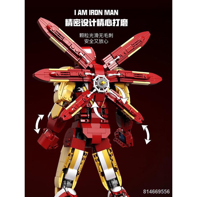 Tương thích với LEGO 6009 Iron Man MK85 mecha mô hình cậu bé khó lắp ráp các khối xây dựng đồ chơi DIY