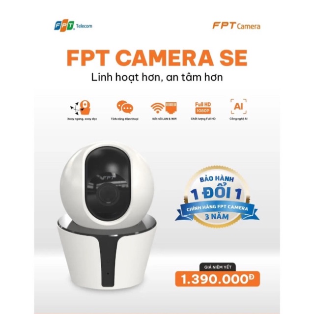 CAMERA SE FPT WIFI XOAY 360 Full HD ĐÀM THOẠI 2 CHIỀU