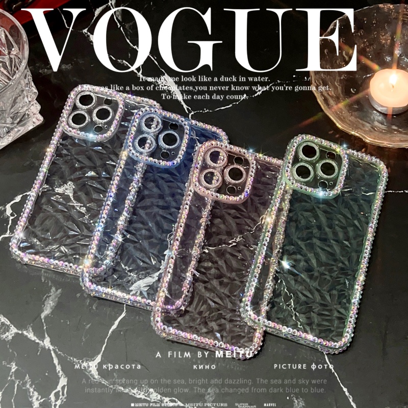 Ốp Điện Thoại Mềm Trong Suốt Chống Sốc Chống Rơi Đính Đá Sang Trọng Cho iPhone 14 Plus 13 12 11 Pro Max