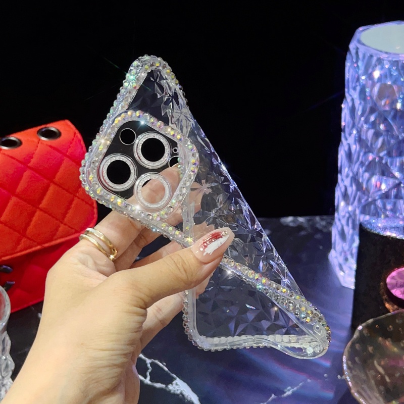 Ốp Điện Thoại Mềm Trong Suốt Chống Sốc Chống Rơi Đính Đá Sang Trọng Cho iPhone 14 Plus 13 12 11 Pro Max