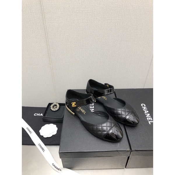 Giày búp bê Cnel da trần trám quai da
