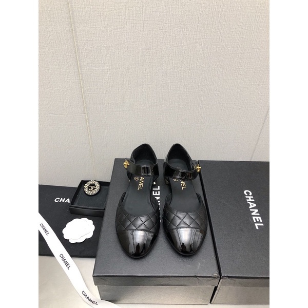 Giày búp bê Cnel da trần trám quai da