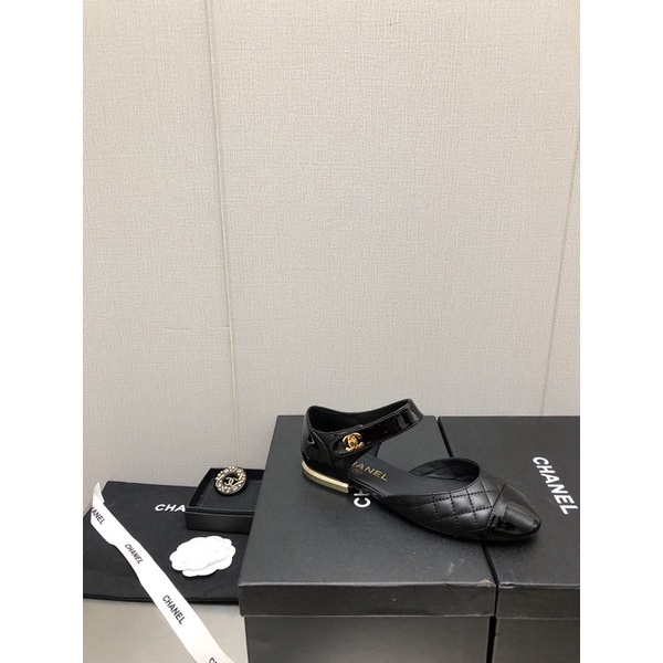 Giày búp bê Cnel da trần trám quai da