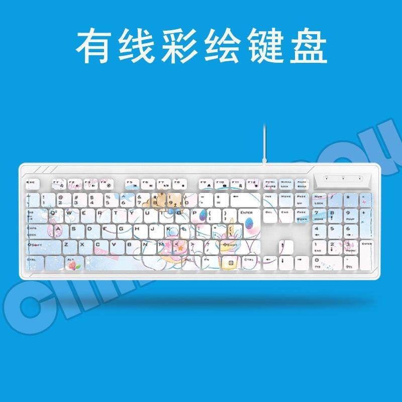 Bộ Bàn Phím Và Chuột Không Dây Kết Nối USB Hình Gấu Dâu Tây Dễ Thương