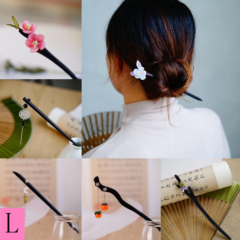 Trâm Cài Tóc Bằng Gỗ Phối Lông Cừu Cao Cấp Phong Cách Trung Hoa Cổ Điển Mới