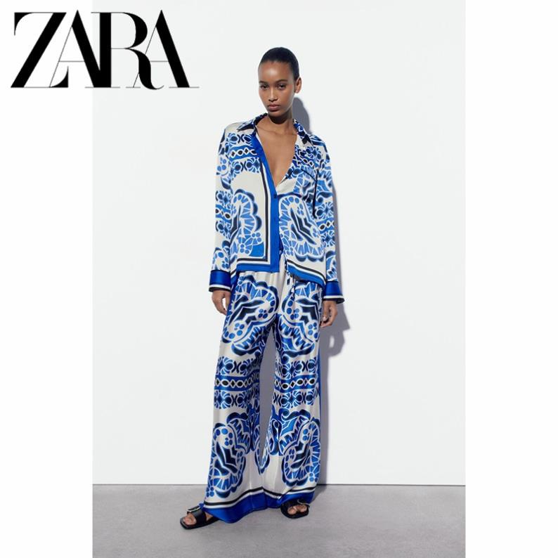 Made in Morocco - Áo Zara Sơ Mi In Họa Tiết Phối Túi Xinh Xắn và quần cùng bộ