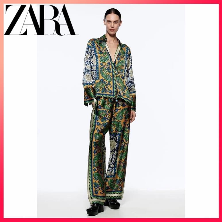 Made in Morocco - Áo Zara Sơ Mi Tay Dài In Họa Tiết Phong Cách Vintage Ngọt Ngào và quần cùng bộ