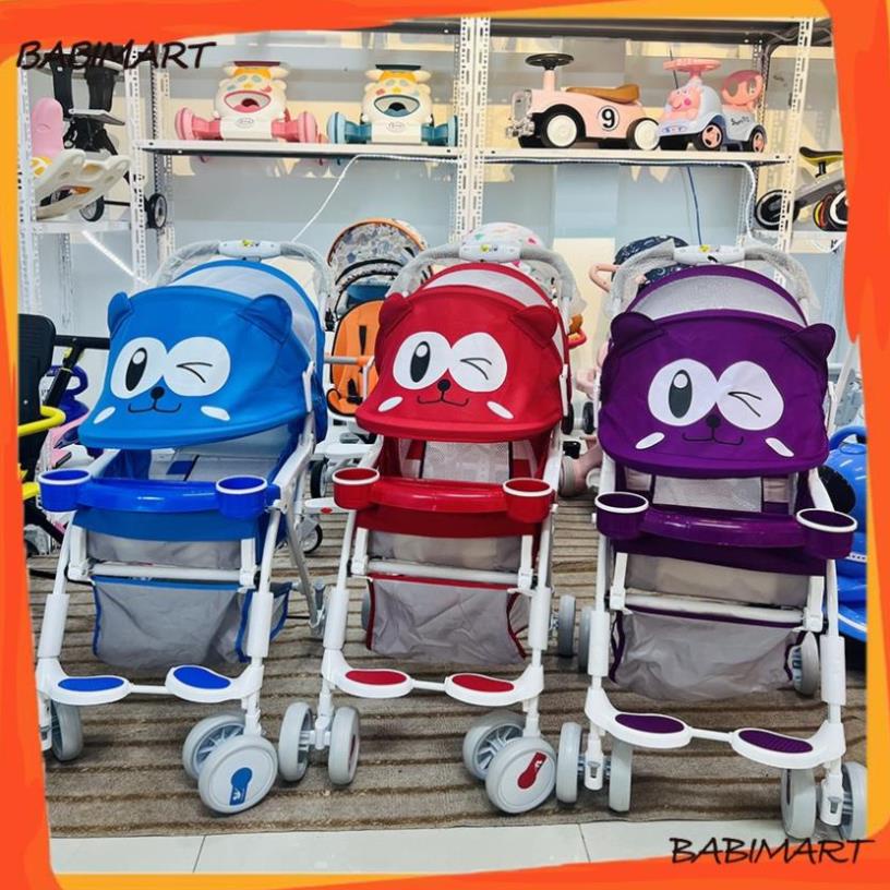 Xe đẩy gấp gọn cho bé ngả 3 tư thế hình mắt gấu, bảo hành 12 tháng