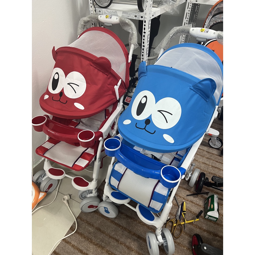 Xe đẩy gấp gọn cho bé ngả 3 tư thế hình mắt gấu, bảo hành 12 tháng