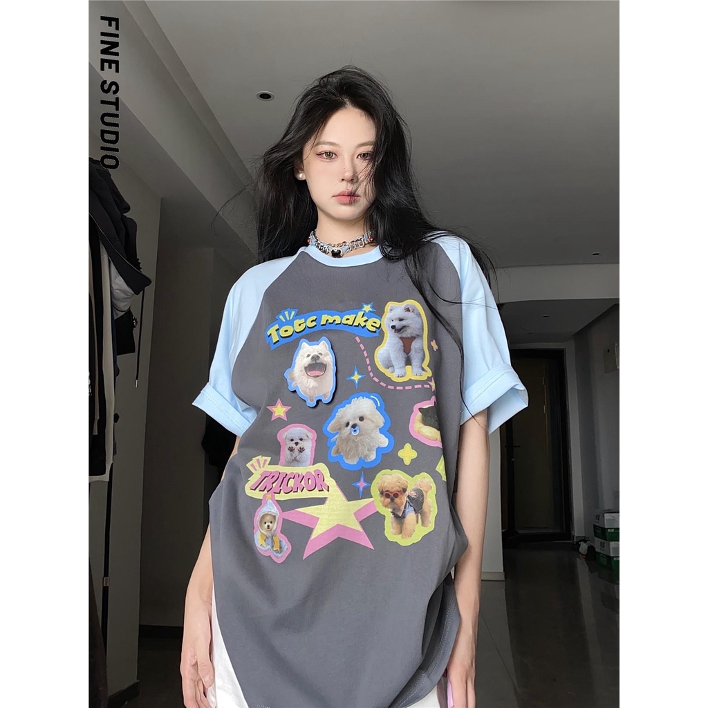 Áo Thun Tay Ngắn Cổ Tròn Dáng Rộng In Họa Tiết Thời Trang Mùa Hè Cho Nam Và Nữ