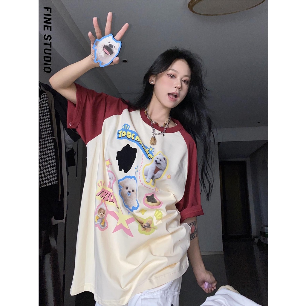 Áo Thun Tay Ngắn Cổ Tròn Dáng Rộng In Họa Tiết Thời Trang Mùa Hè Cho Nam Và Nữ