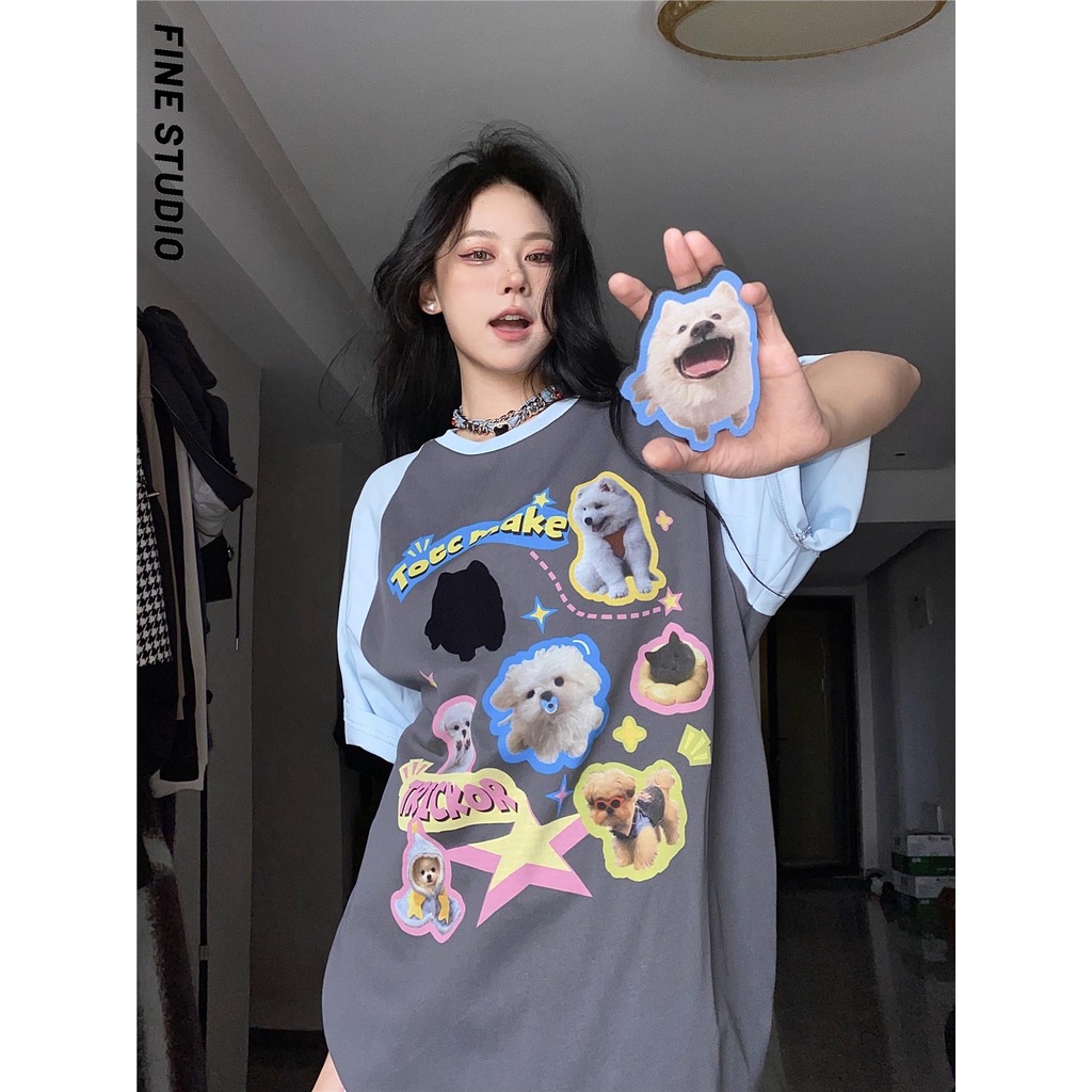 Áo Thun Tay Ngắn Cổ Tròn Dáng Rộng In Họa Tiết Thời Trang Mùa Hè Cho Nam Và Nữ