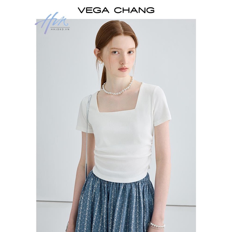 Áo Thun Ngắn Tay Cổ Vuông Màu Trơn Thời Trang Mùa Hè Mới 2023 Cho Nữ