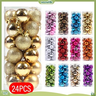 (MOONWHITE) Bộ 24 quả châu 4 / 6 / 8 cm dùng trang trí Giáng Sinh chất lượng cao