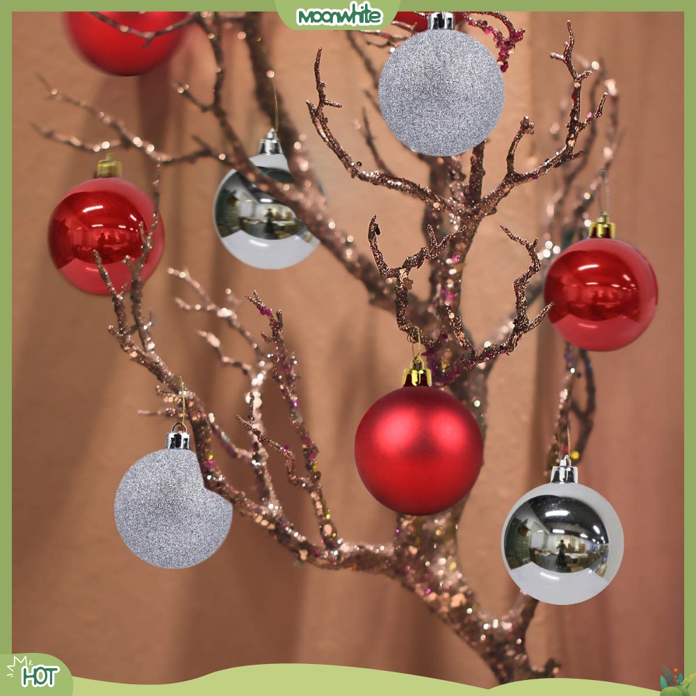 Bộ 24 quả châu 4 / 6 / 8 cm dùng trang trí Giáng Sinh chất lượng cao