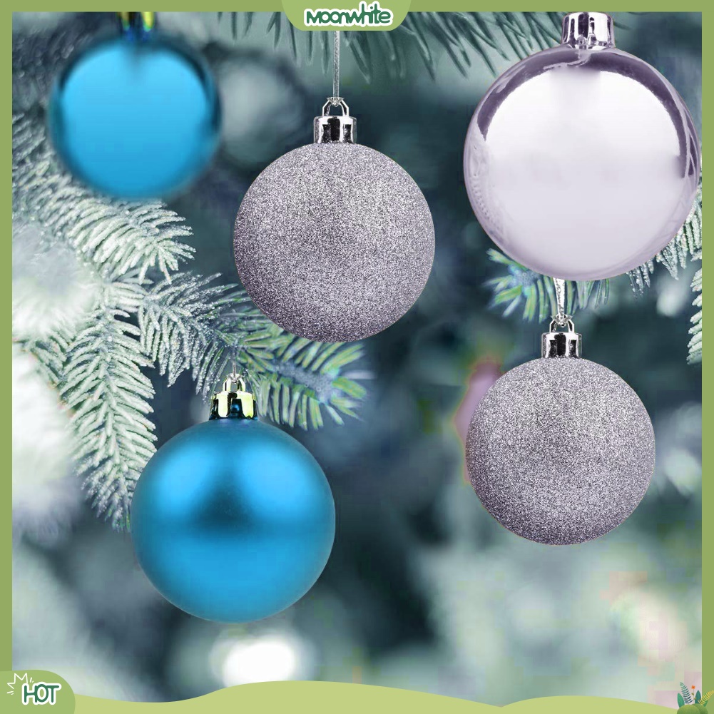 Bộ 24 quả châu 4 / 6 / 8 cm dùng trang trí Giáng Sinh chất lượng cao