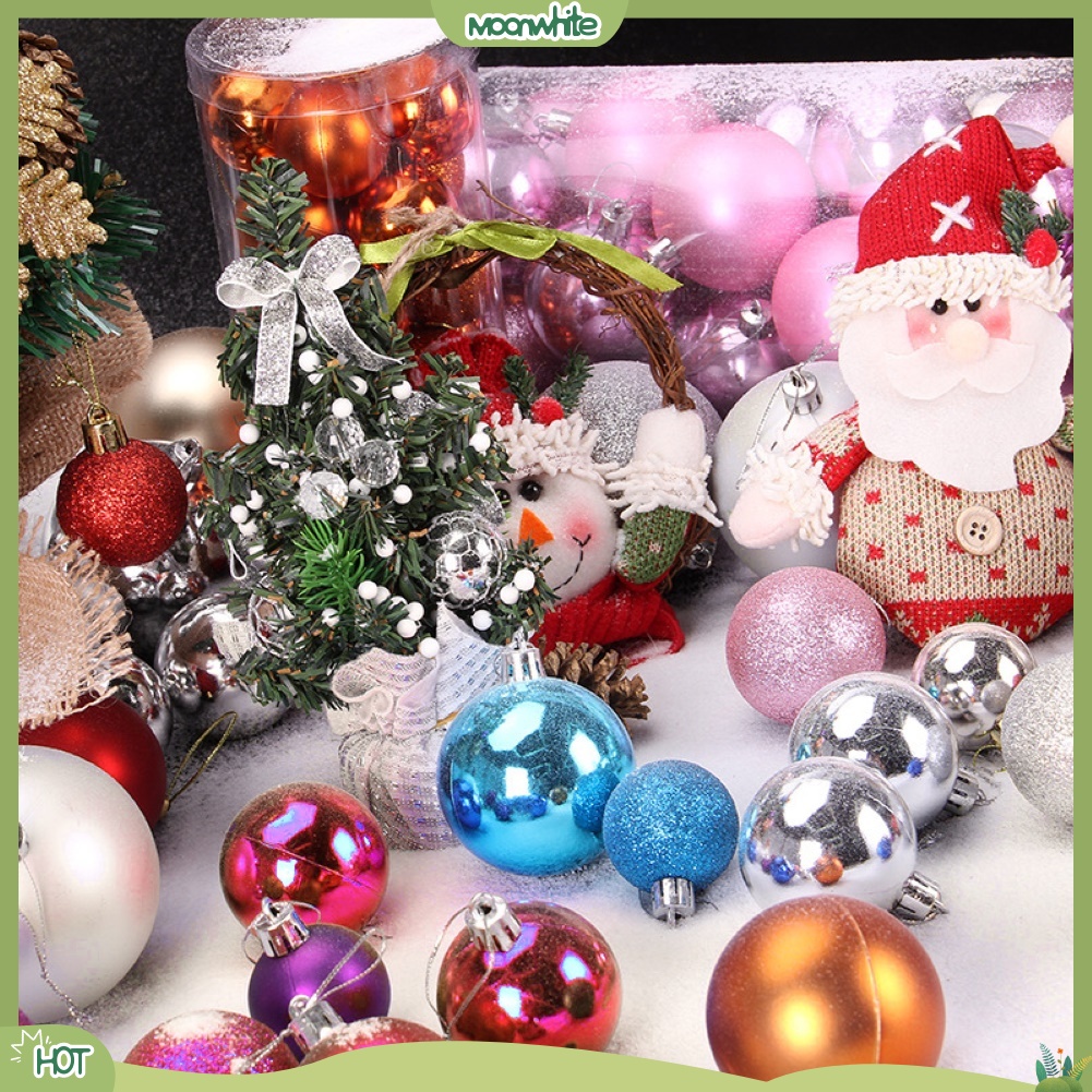 Bộ 24 quả châu 4 / 6 / 8 cm dùng trang trí Giáng Sinh chất lượng cao