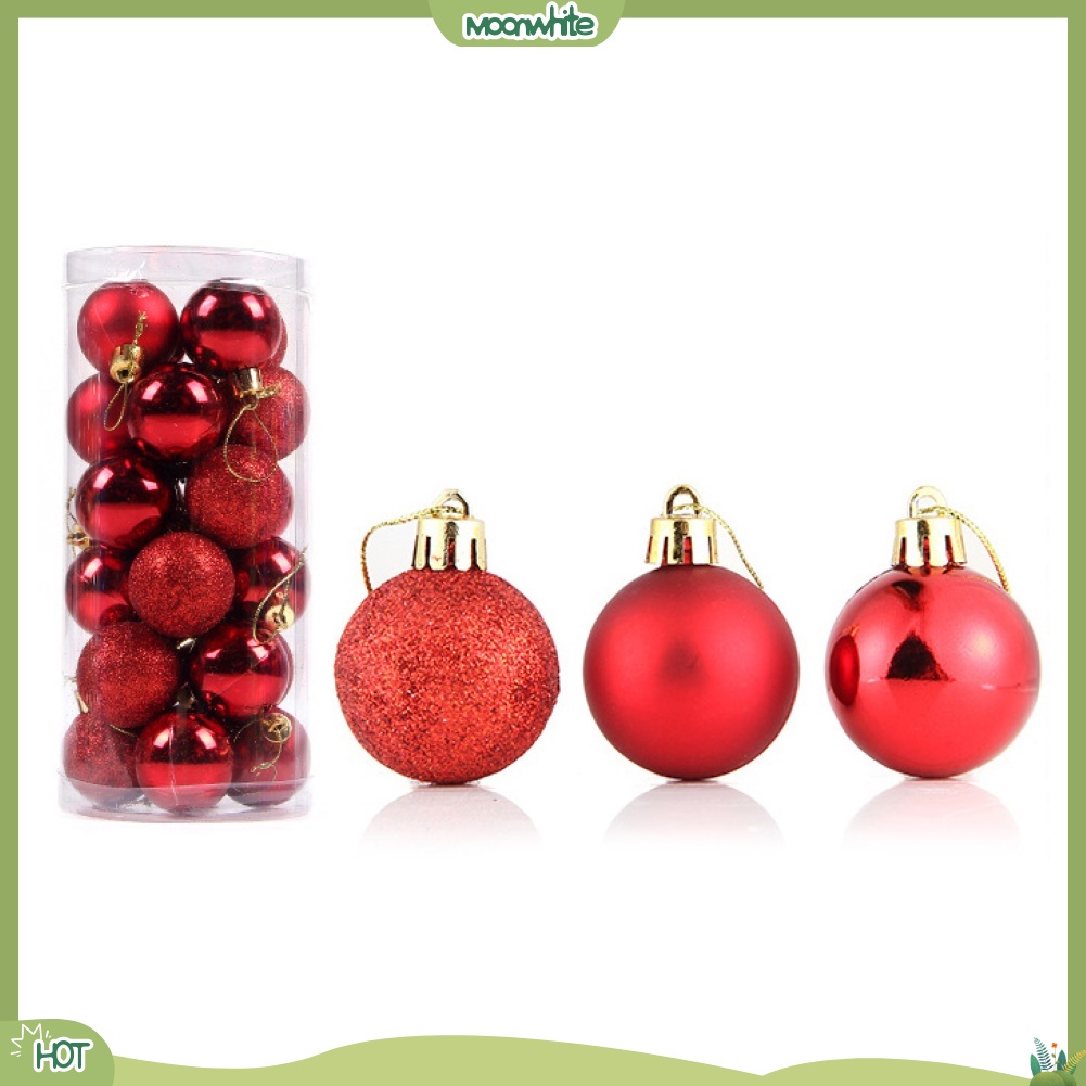 Bộ 24 quả châu 4 / 6 / 8 cm dùng trang trí Giáng Sinh chất lượng cao