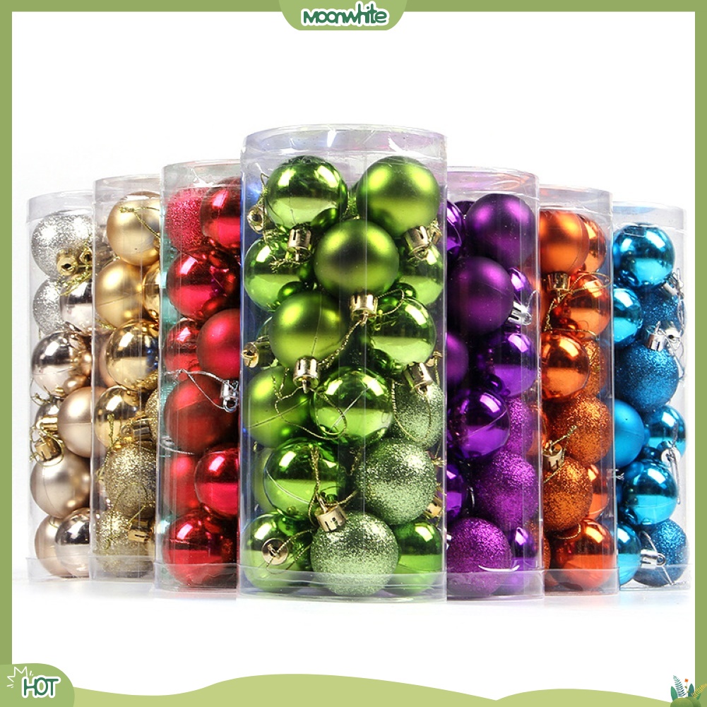 Bộ 24 quả châu 4 / 6 / 8 cm dùng trang trí Giáng Sinh chất lượng cao