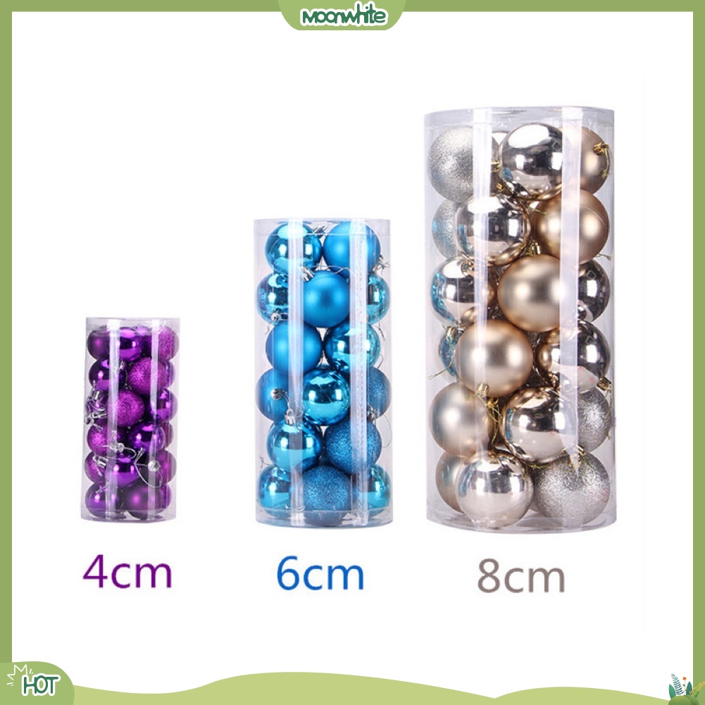 Bộ 24 quả châu 4 / 6 / 8 cm dùng trang trí Giáng Sinh chất lượng cao