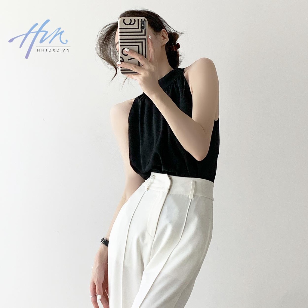 Áo Hai Dây Màu Đen Dáng Rộng Thời Trang Mùa Hè 2023 Cho Nữ