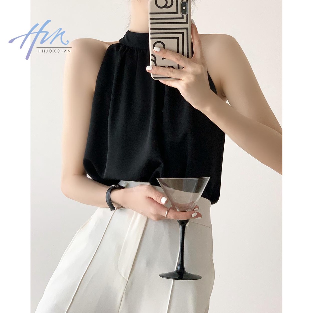 Áo Hai Dây Màu Đen Dáng Rộng Thời Trang Mùa Hè 2023 Cho Nữ