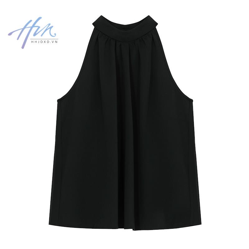 Áo Hai Dây Màu Đen Dáng Rộng Thời Trang Mùa Hè 2023 Cho Nữ