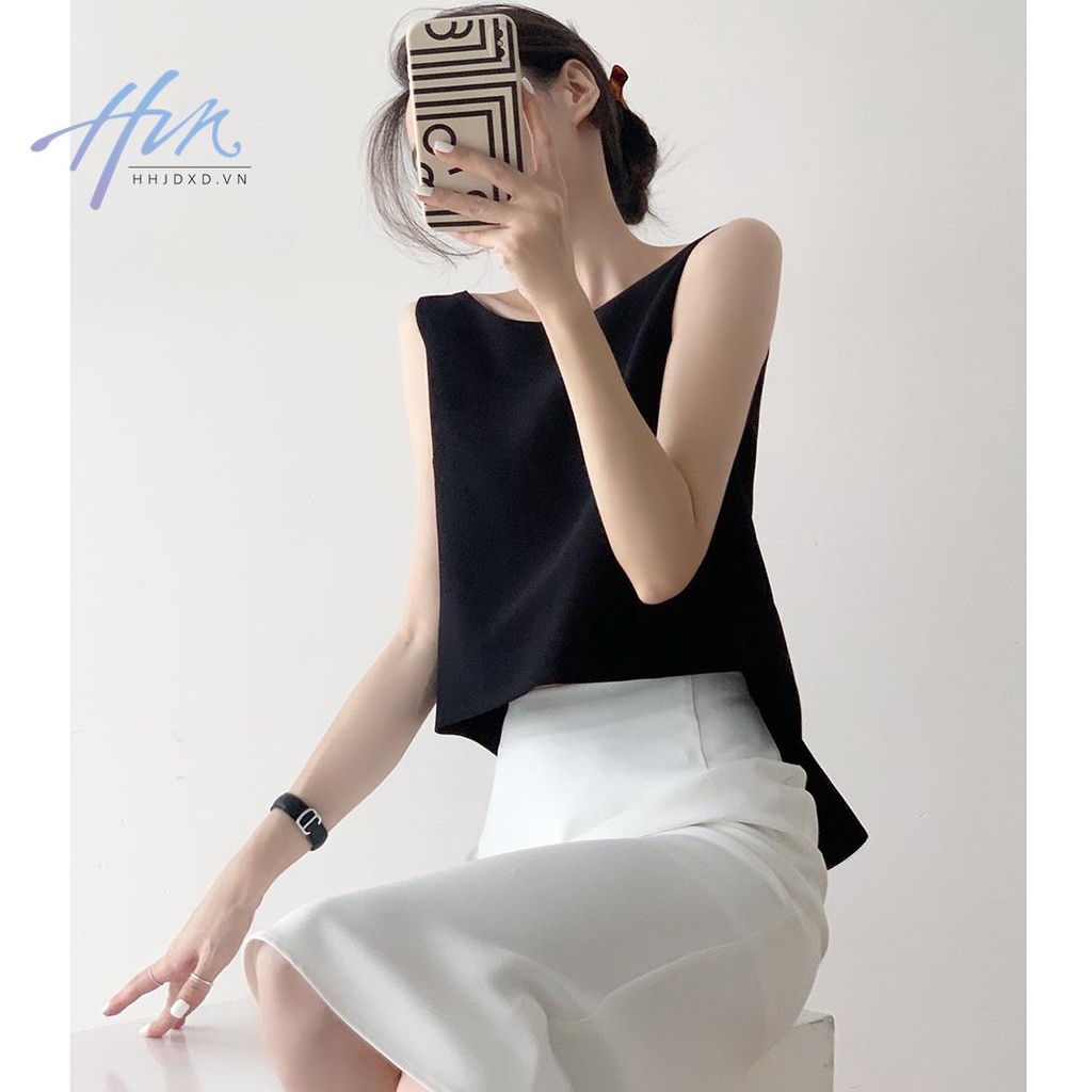 Áo Hai Dây Thắt Nơ Sau Lưng Màu Đen Thời Trang Mùa Hè Quyến Rũ Cho Nữ