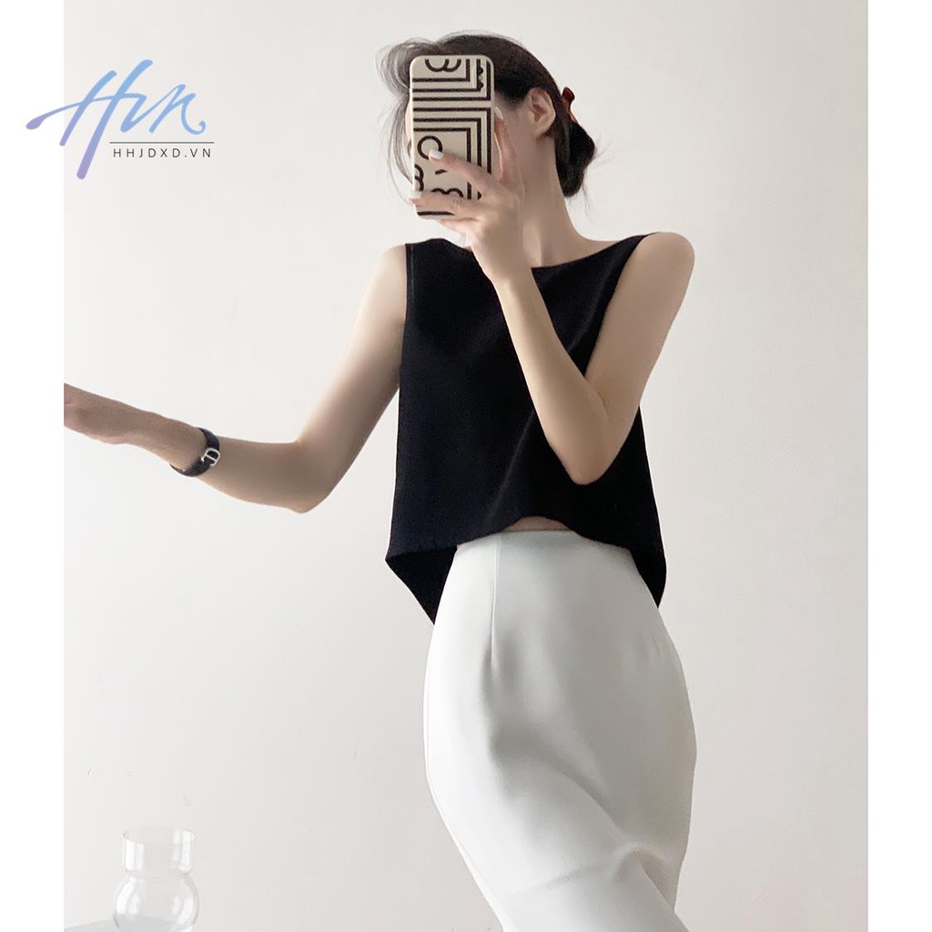 Áo Hai Dây Thắt Nơ Sau Lưng Màu Đen Thời Trang Mùa Hè Quyến Rũ Cho Nữ