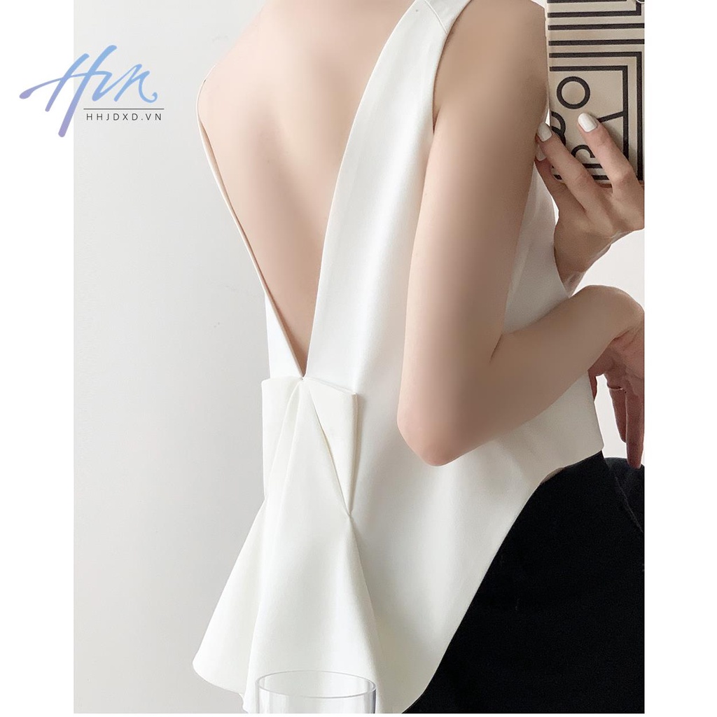Áo Hai Dây Dáng Ngắn Đính Nơ Thời Trang Mùa Hè 2023 Cho Nữ