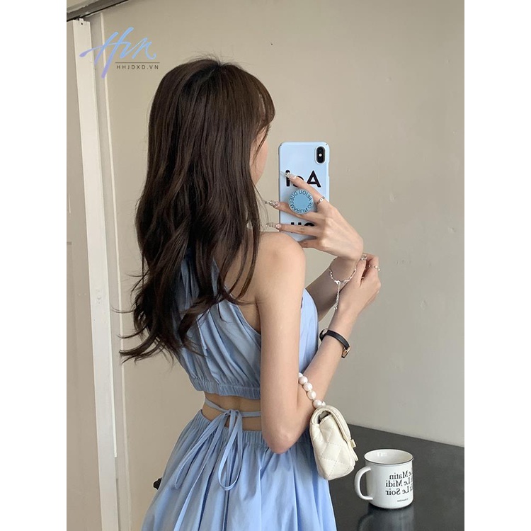 Đầm Mùa Hè Phong Cách Mới 2023 Hở Eo Màu Trơn
