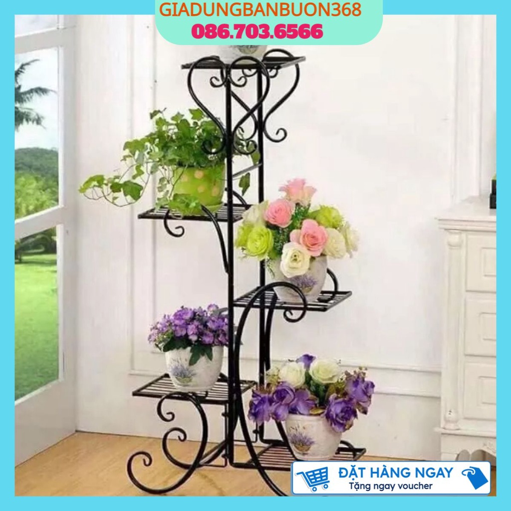 Kệ Để Chậu Hoa Cây Cảnh 5 Tầng Phun Sơn Tĩnh Điện cao cấp, kệ hoa chống rỉ bền bỉ trước mọi thời tiết