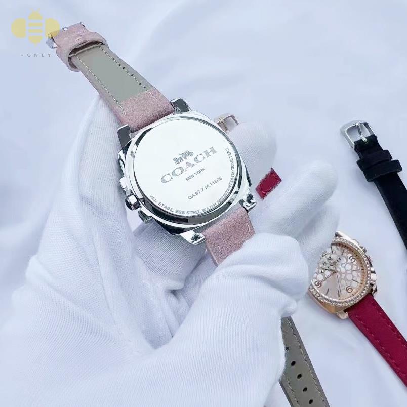 Đồng hồ Coach nữ dây da đính kim cương RoseGold Case Thời trang nữ Đồng hồ