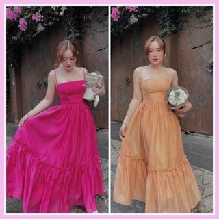 Đầm maxi 2 dây xoè phồng xinh xắn-hàng thiết kế