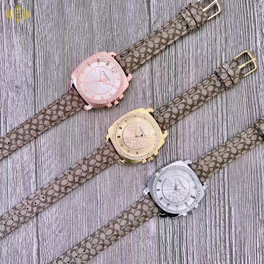 Đồng hồ Coach nữ dây da đính kim cương RoseGold Case Thời trang nữ Đồng hồ