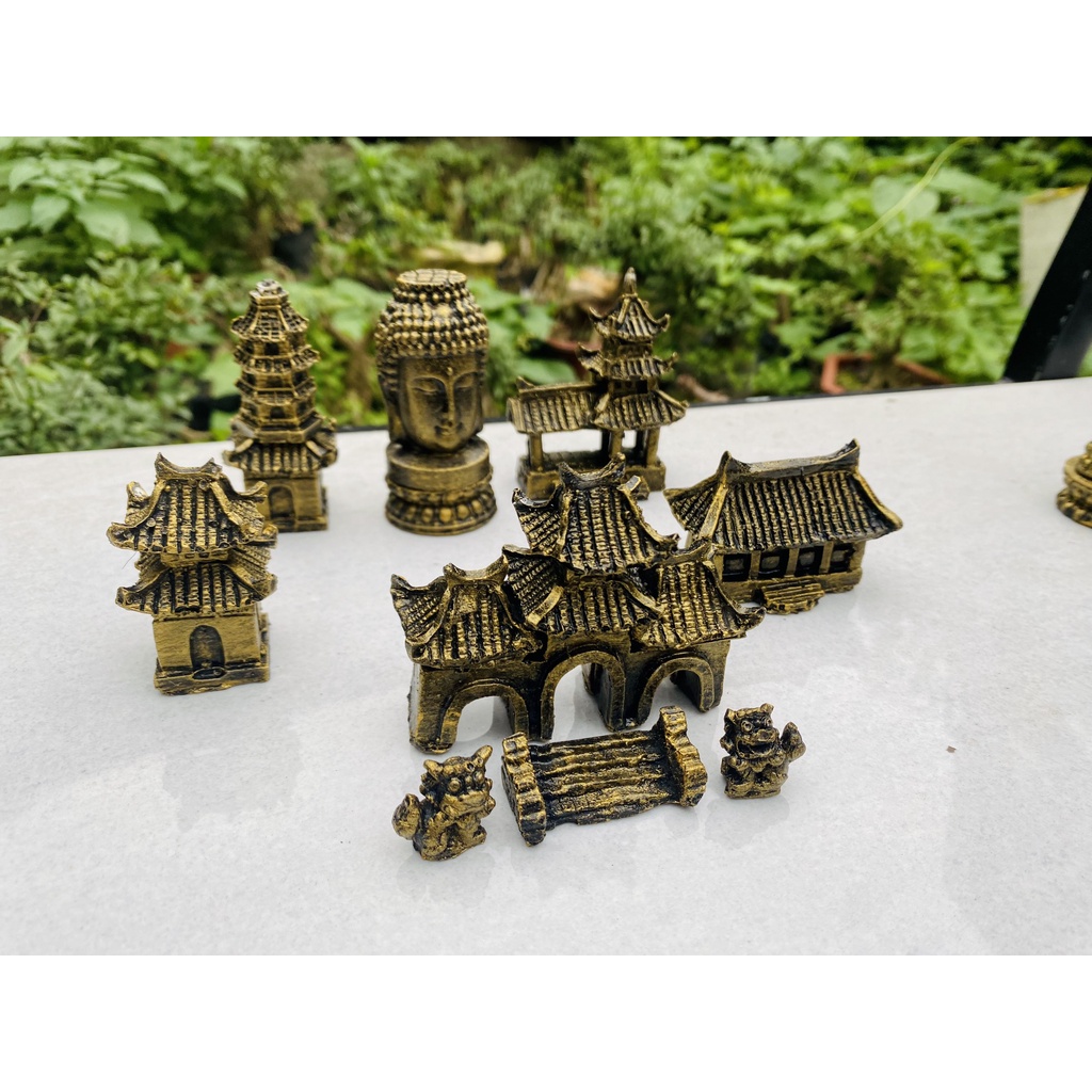 Cặp sư tử giả đồng siêu mini trang trí tiểu cảnh, chậu cây bonsai, terrarium