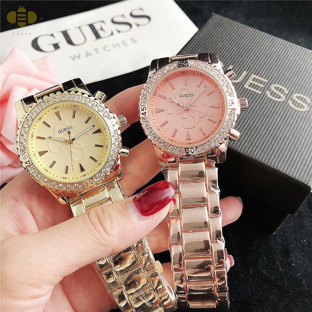 Đồng hồ nữ kim cương giả Guess Đồng hồ đeo tay thạch anh giản dị dành cho nữ Jam Tangan