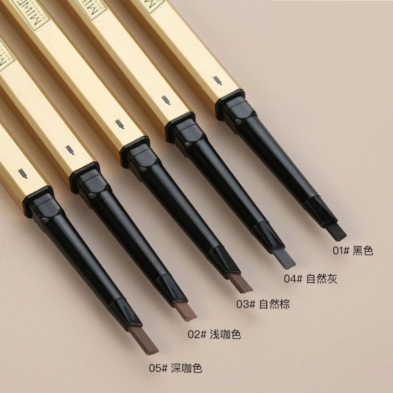 Bút Chì Kẻ Lông Mày Hình Tam Giác Màu Vàng Đồng Siêu Mịn Kháng Nước Chống Mồ Hôi Không Dễ Phai