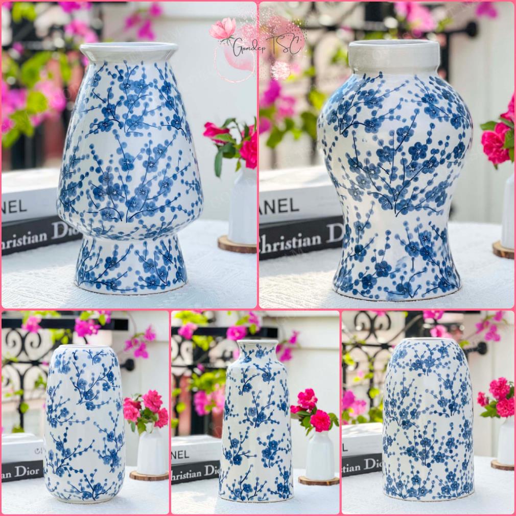 Bình hoa gốm sứ phong cách Nhật nhiều mẫu chuông, hút lộc... Lọ cắm hoa Bát Tràng decor trang trí phòng khách đẹp