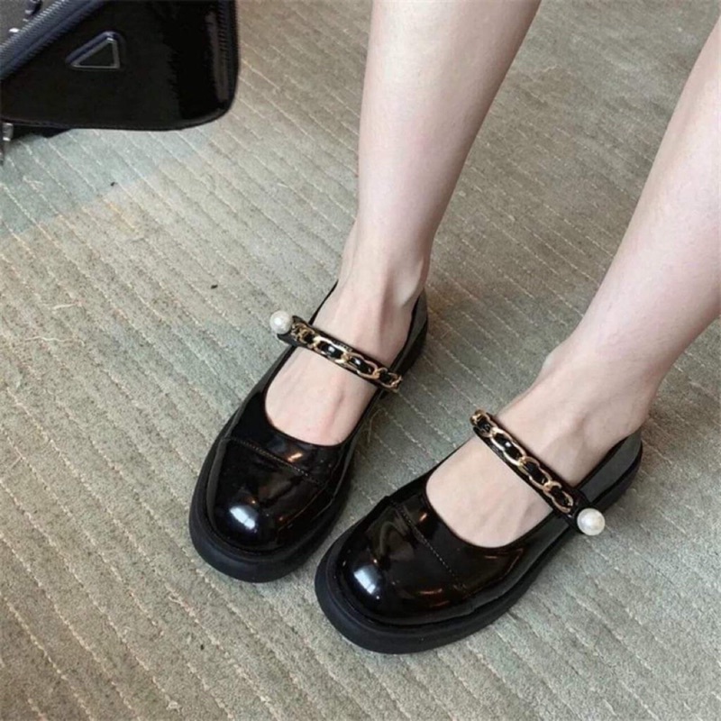 Giày Búp Bê Marry Giày Đế Bệt Phối Xích Ngọc Siêu Xinh Cực Kì Sang Chảnh