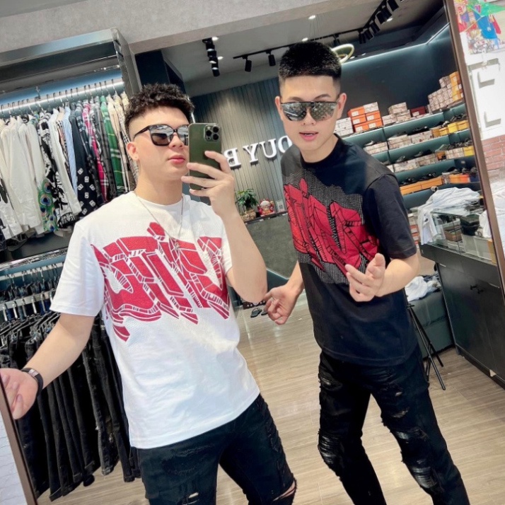 Áo phông DSQ in lá phong nhấp nháy siêu cấp form rộng cotton 2C trendy nam nữ 2023