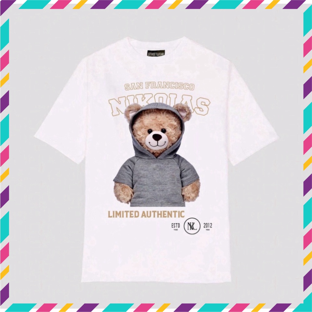 (Giảm Giá 50%) Áo Phông Thun Nikolas - Francisco Bear, Chất Cotton Cao Cấp, Cổ Hình Trụ Tay Lỡ, Dáng Rộng, Giành Cho Nam