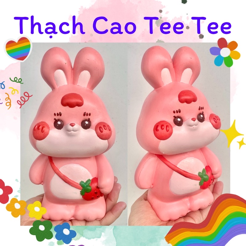 Tượng thạch cao tô màu size XXL gấu Thỏ dâu tây( kèm màu và cọ)