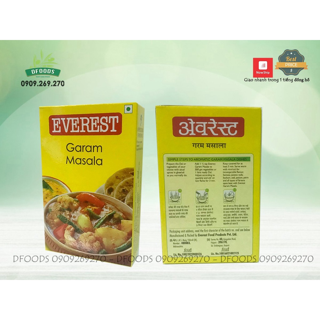 Giao nhanh Gia vị EVEREST GARAM MASALA 100g, 1kg