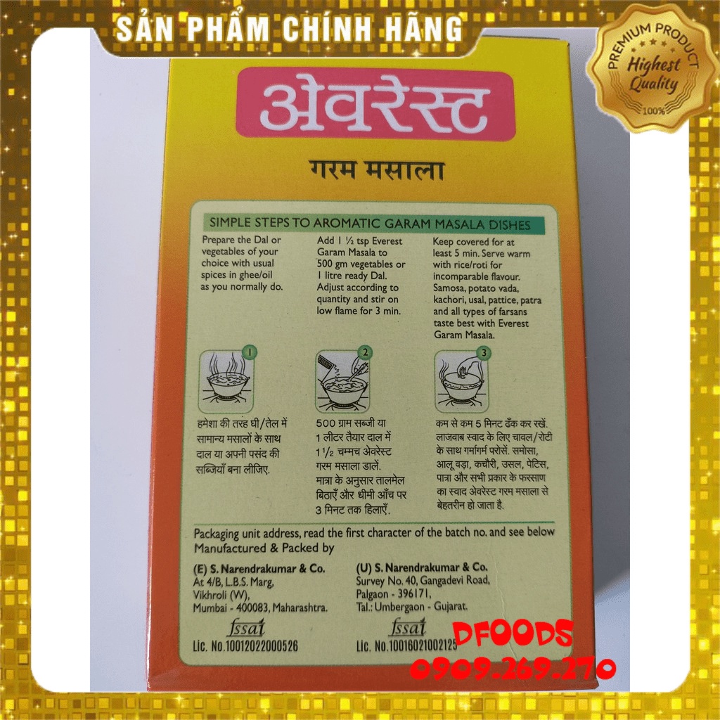 Giao nhanh Gia vị EVEREST GARAM MASALA 100g, 1kg
