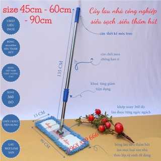 Chổi lau nhà công nghiệp 45cm - 60cm tâm an - tấm lau san hô rời microfiber