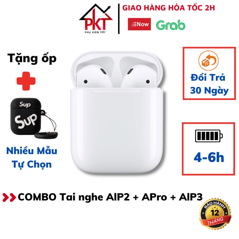 [Combo 3SP] Tai Nghe Bluetooth AlP2, Pro 2, AlP3 Không Dây Pin Trâu 6h Full Chức Năng Định Vị Đổi Tên, Chính Hãng PKT