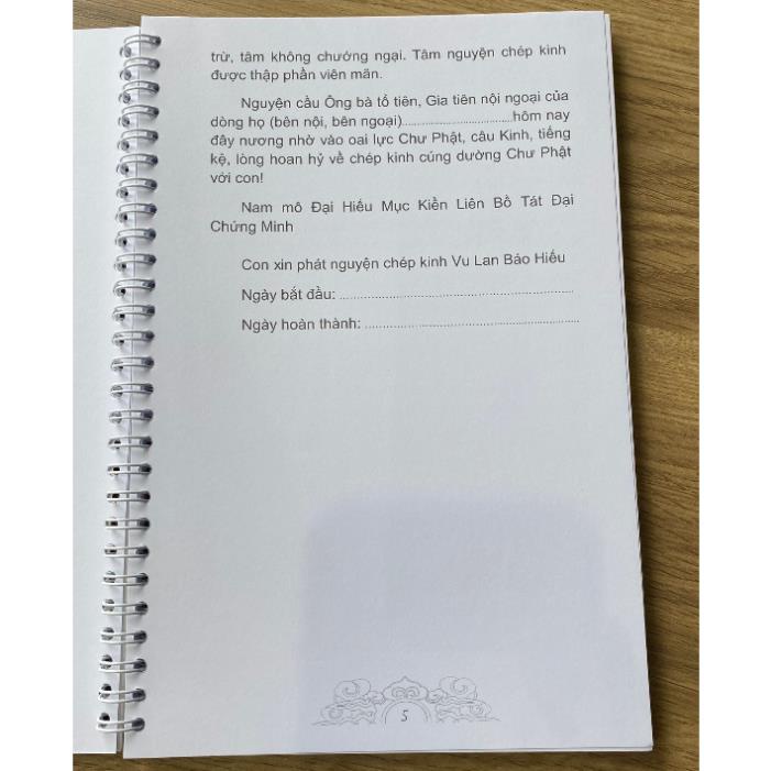 Tặng viết, Sổ Chép Kinh Vu Lan Báo Hiếu mẫu cao cấp tuệ nga