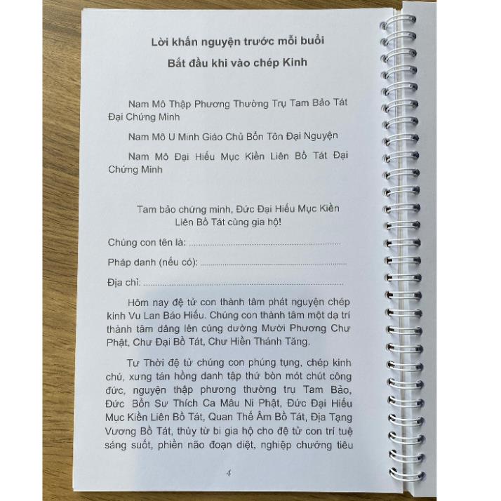 Tặng viết, Sổ Chép Kinh Vu Lan Báo Hiếu mẫu cao cấp tuệ nga